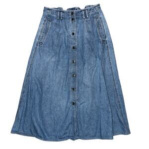 Lizwear by Liz Claiborne Vintage 90s Denim Maxi Skirt | Button Front | Size 6
